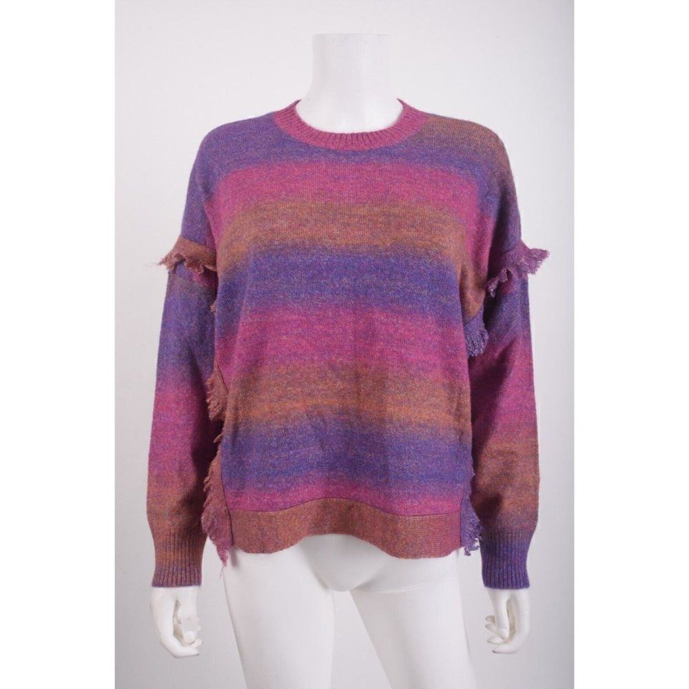 Central Park West Womens Fringe Sweater Swift M Pink Purple NWT